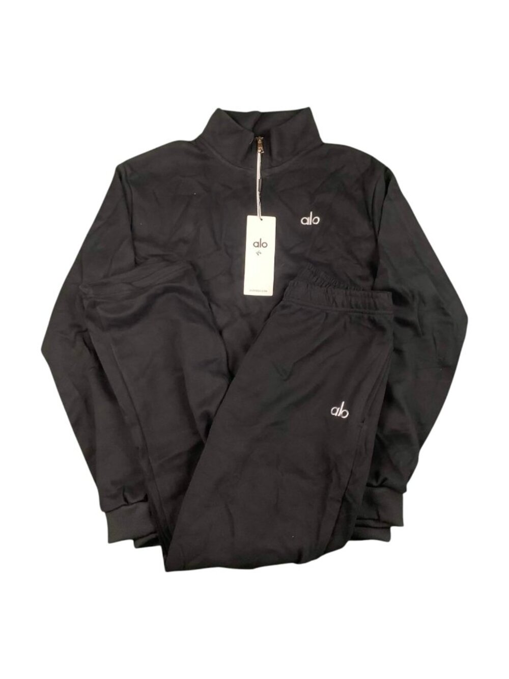 Alo Yoga Black Quarter Zip + Pants Set